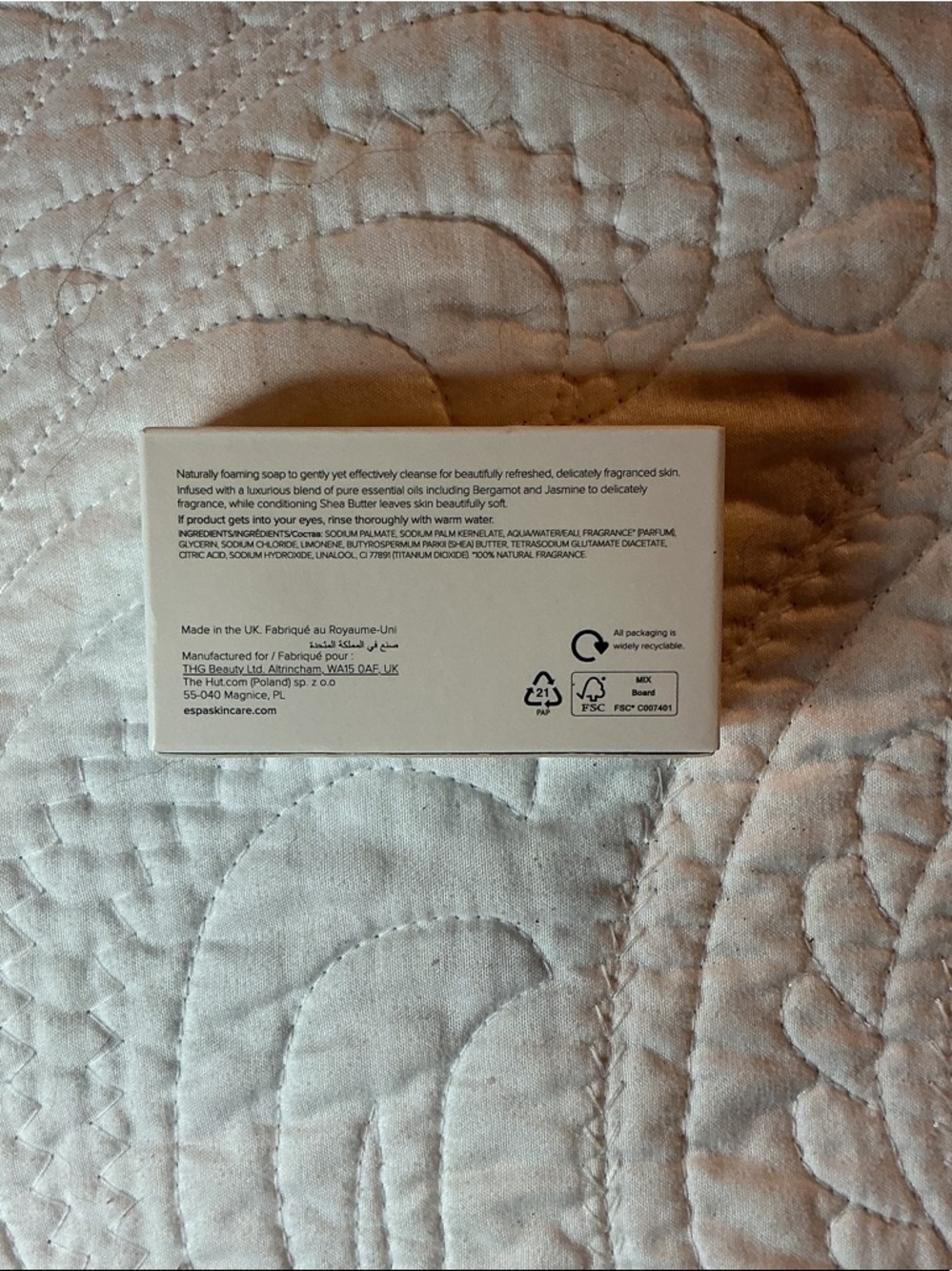 ESPA Bergamot & Jasmine Cleansing Bar New In Box Women’s Skin Care - Picture 4 of 4